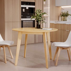Table ronde 4 personnes en bois clair d100 cm - réno
