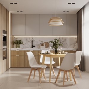 Table ronde 4 personnes en bois clair d100 cm - réno