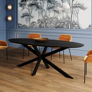 Table ovale 8 personnes en bois de teck recyclé noir 220 cm - sparo