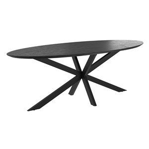Table ovale 10 personnes en bois de teck recyclé noir 240 cm - sparo