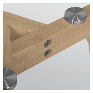 Tables basses rondes en verre et bois d'hévéa (lot de 2) - vénus