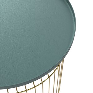 Tables d'appoints rondes en métal bleu gris et laiton (lot de 3) - palombe