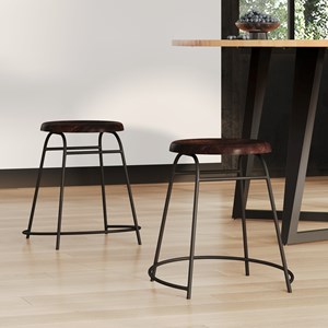 Lot de 2 tabourets en bois foncé - barney