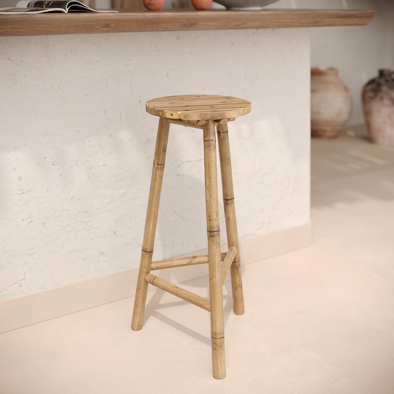 Rendez-vous Déco - Tabouret de bar extérieur en bambou 74 cm - eli