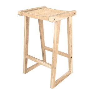 Tabouret pour îlot central 66 cm en teck et rotin naturel - haida