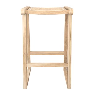 Tabouret pour îlot central 66 cm en teck et rotin naturel - haida