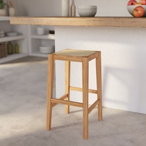 Tabouret pour îlot central 65 cm en cannage et bois - kappa
