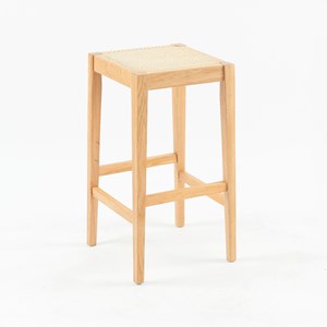 Tabouret pour îlot central 65 cm en cannage et bois - kappa