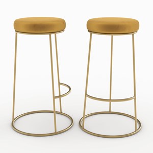 Lot de 2 tabourets de bar 73 cm en velours jaune curry - kendal