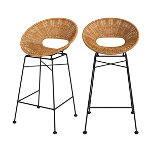 Lot de 2 tabourets pour îlot central 65 cm en résine tressée - rava