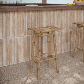 Tabouret de bar extérieur en bambou 74 cm - vadella