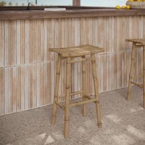 Tabouret de bar extérieur en bambou 74 cm - vadella