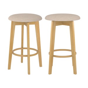 Lot de 2 tabourets pour îlot central 66 cm en tissu beige - vahina
