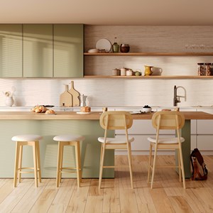 Lot de 2 tabourets pour îlot central 66 cm en tissu beige - vahina