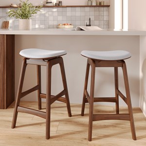 Lot de 2 tabourets pour îlot central 65,5 cm en bois et tissu gris - jude