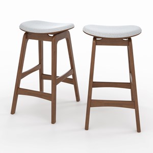 Lot de 2 tabourets pour îlot central 65,5 cm en bois et tissu gris - jude