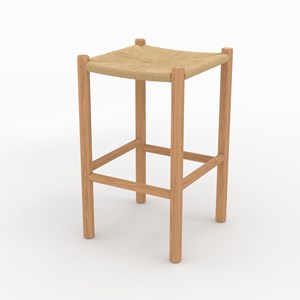 Tabouret pour ilot central 65 cm en teck et rotin - kaïa