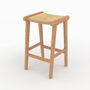 Tabouret pour ilot central 68 cm en teck et rotin - kuna