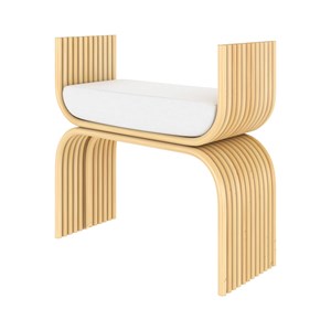 Tabouret en rotin et coussin blanc - réane