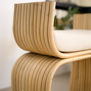 Tabouret en rotin et coussin blanc - réane