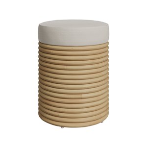 Tabouret en rotin et tissu crème h 43 cm - théa