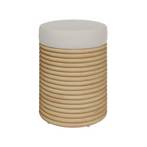 Tabouret en rotin et tissu crème h 43 cm - théa