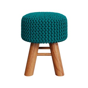 Petit tabouret tricot en coton vert céladon - lisa