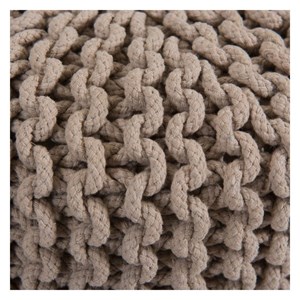 Petit tabouret tricot en coton taupe - lisa