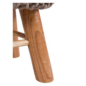 Petit tabouret tricot en coton taupe - lisa