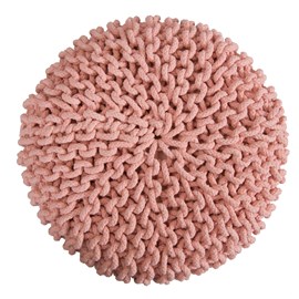 Petit tabouret tricot en coton rose poudré - lisa