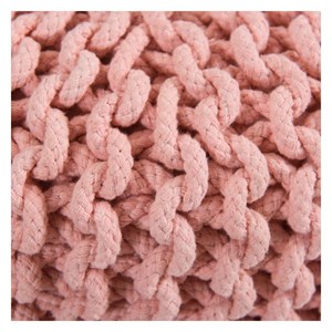 Petit tabouret tricot en coton rose poudré - lisa