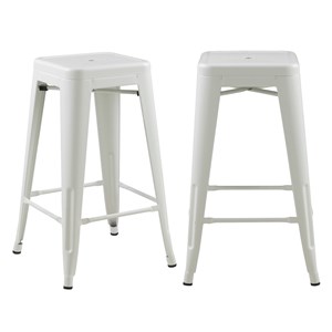 Lot de 2 tabourets pour îlot central 66 cm en métal blanc mat - indus
