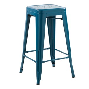 Lot de 2 tabourets pour îlot central 66 cm en métal bleu mat - indus