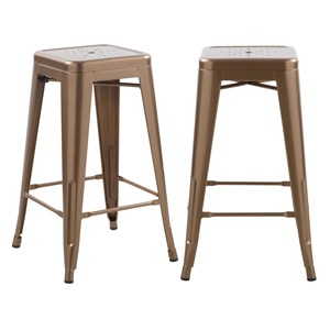 Lot de 2 tabourets pour îlot central 66 cm en métal cuivre mat - indus