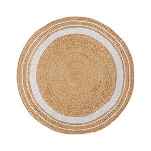 Tapis rond en jute naturel et blanc d150 cm - anaïs