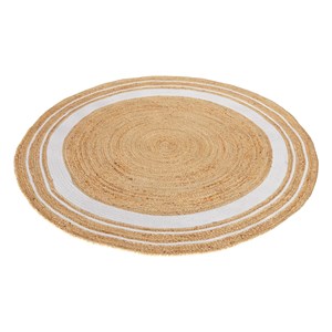 Tapis rond en jute naturel et blanc d150 cm - anaïs