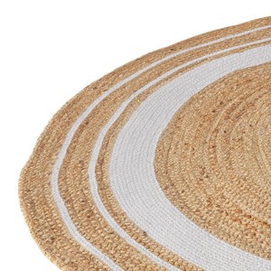 Tapis rond en jute naturel et blanc d150 cm - anaïs