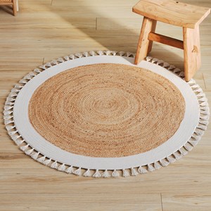 Tapis rond en jute naturel et blanc d120 cm - anais
