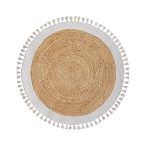 Tapis rond en jute naturel et blanc d120 cm - anais