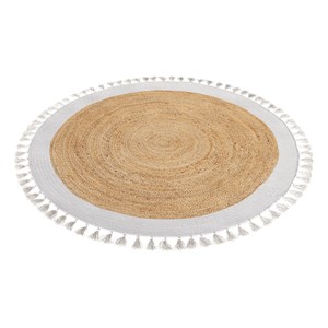 Tapis rond en jute naturel et blanc d120 cm - anais