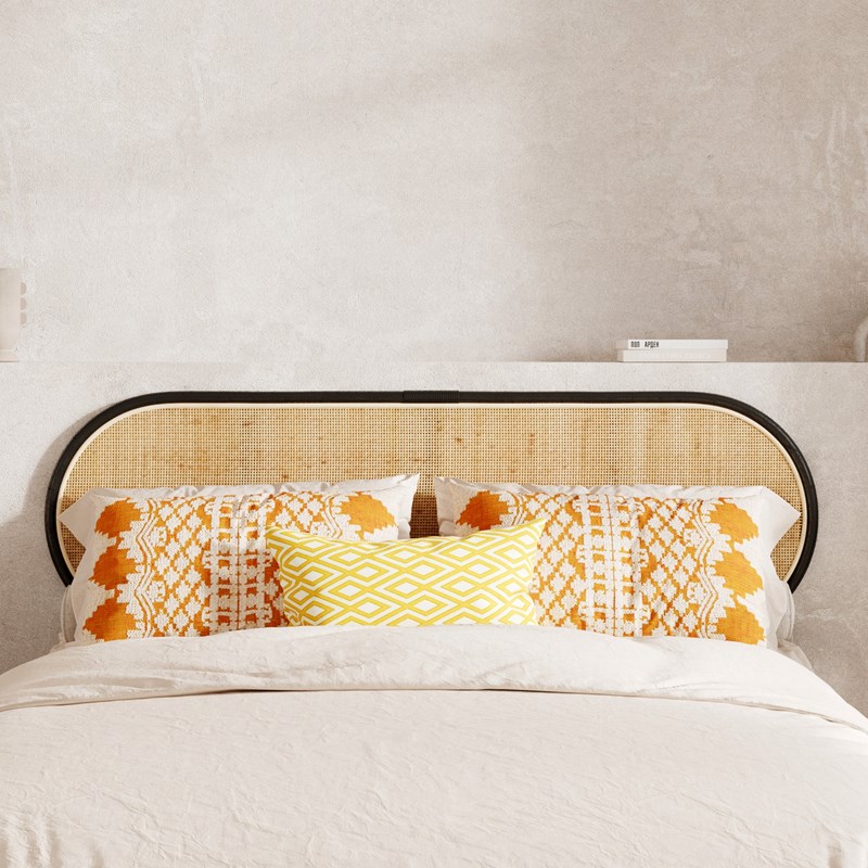 Tête de lit en rotin naturel et noir 140 cm - navahino