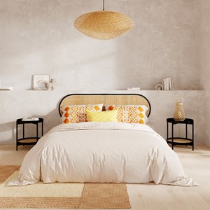 Tête de lit en rotin naturel et noir 140 cm - navahino