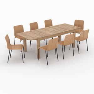 Table et chaises de jardin 8 personnes en bois et résine - sirivara