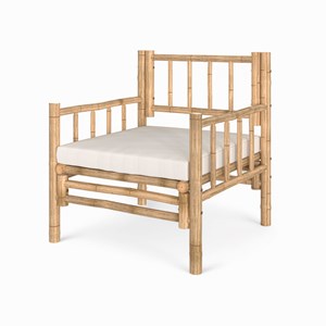 Salon de jardin en bambou avec un canapé d'angle et une table basse - vadella