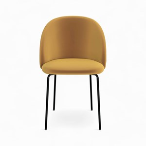 Pack 4 chaises en velours jaune moutarde et bleu foncé - karl