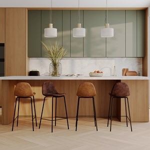 Pack 4 chaises pour îlot central camel et marron 65 cm - henrik