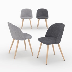 Pack 4 chaises en tissu gris foncé et gris clair - cozy