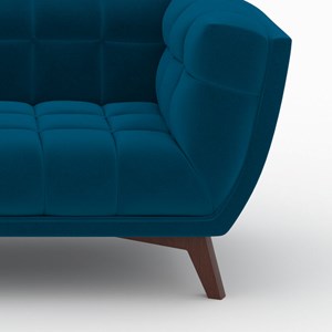 Ensemble canapé et fauteuil en velours bleu 3 places - mona