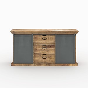 Ensemble 2 buffets moyen et petit en bois de manguier - tabuk