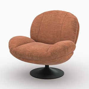 Fauteuil pivotant en tissu effet velours marron - ricci